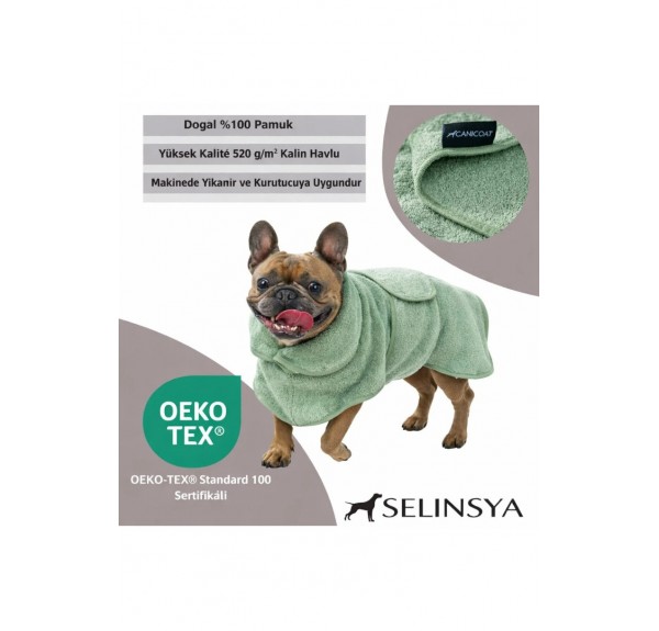  %100 Pamuk Köpek Bornozu Oeko-Tex Sertifikalı Süper Emici Havlu Bademantel