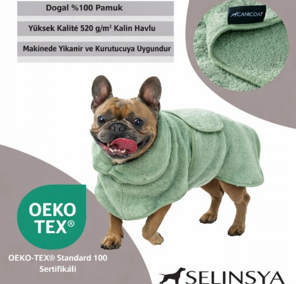  %100 Pamuk Köpek Bornozu Oeko-Tex Sertifikalı Süper Emici Havlu Bademantel